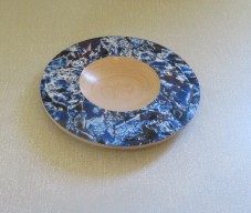 Small coloured rim dish by Paul Hunt